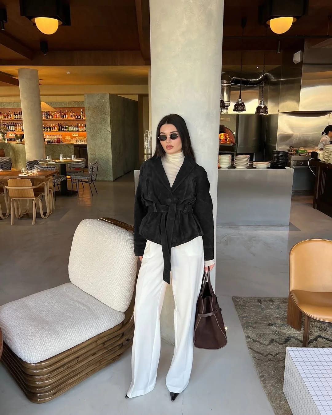 Customer photo review of Teresa Belted Suede Trench Coat