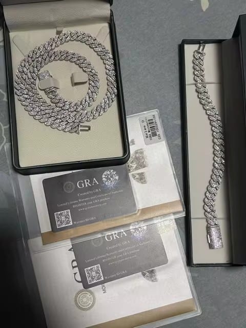 Customer photo review of 13MM 15MM 18MM 20MM VVS Moissanite Three Rows Cuban Chain For Men Iced Out 925 Silver