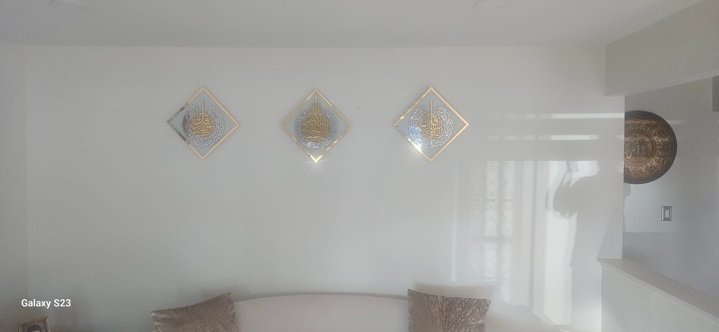 Customer photo review of Diamond Shaped Islamic Wall Art Ayatul Kursi, Falaq, Nas, Ikhlas