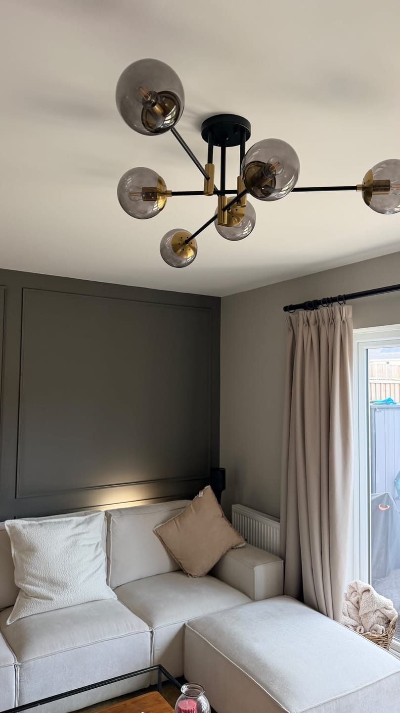 Customer photo review of 6-Light Glass Bubble Sputnik Semi Flush Chandelier