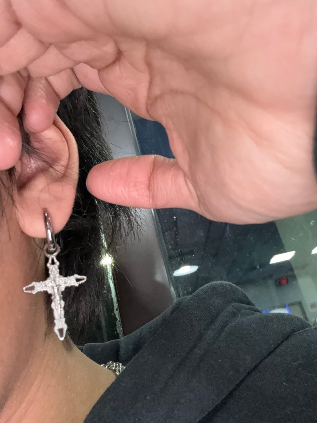 Customer photo review of CRUCIFIX CROSS EARRING