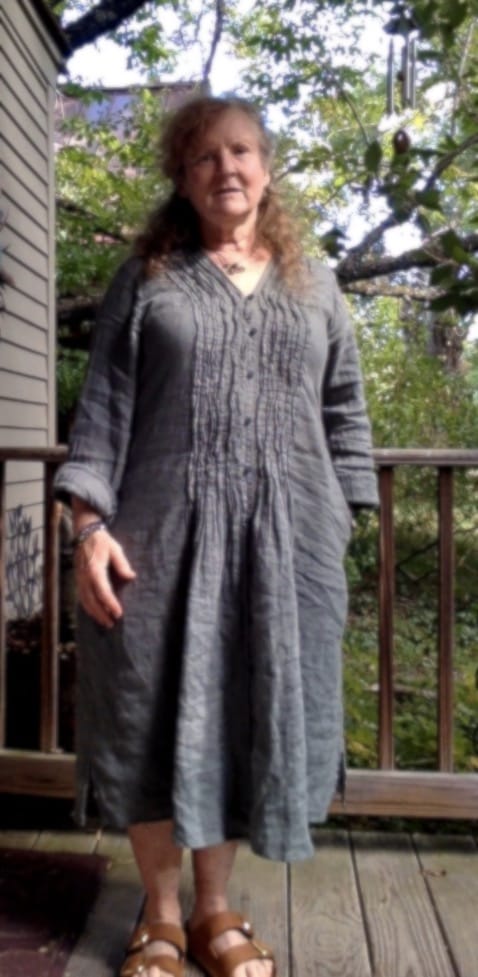 Customer photo review of Sage Pintuck Linen Shirt Dress