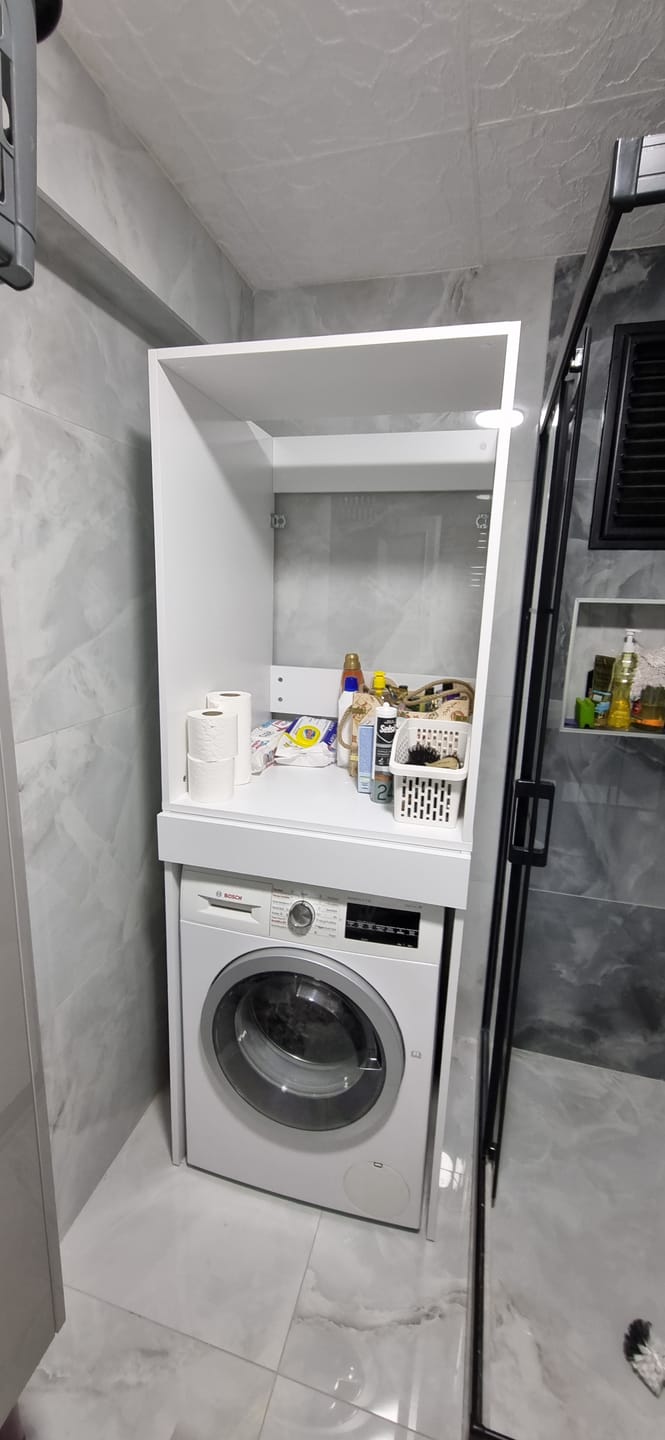 Customer photo review of Rani KD147 Çamaşır Ve Kurutma Makinesi Dolabı Çekmeceli Raflı Banyo Dolabı Beyaz