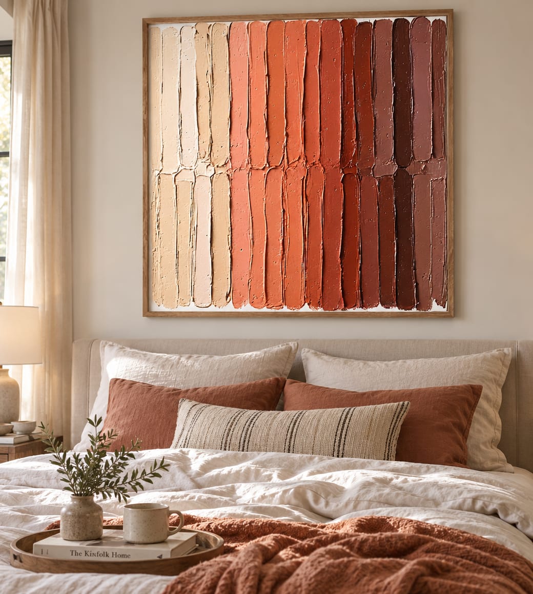 Customer photo review of Clay Rhythm-Terracotta Stripe Painting