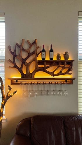 Customer photo review of Arboren Tree Sculptural Solid Wood Wall Mounted Wine Rack