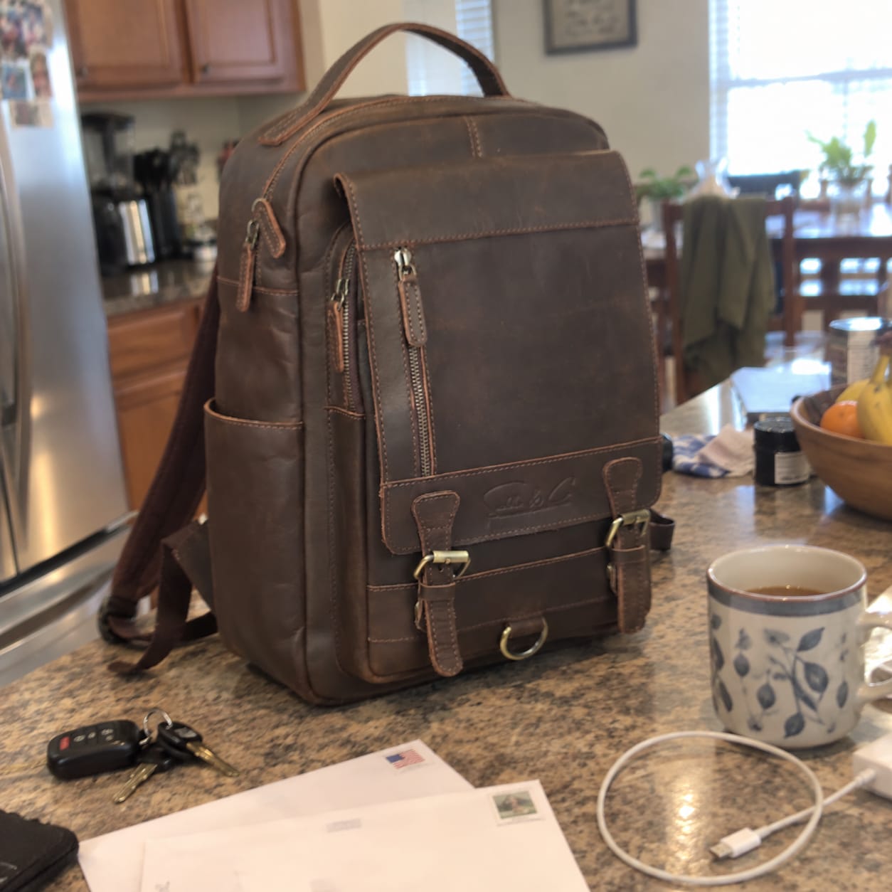Customer photo review of Phoenix | Leather Laptop Backpack