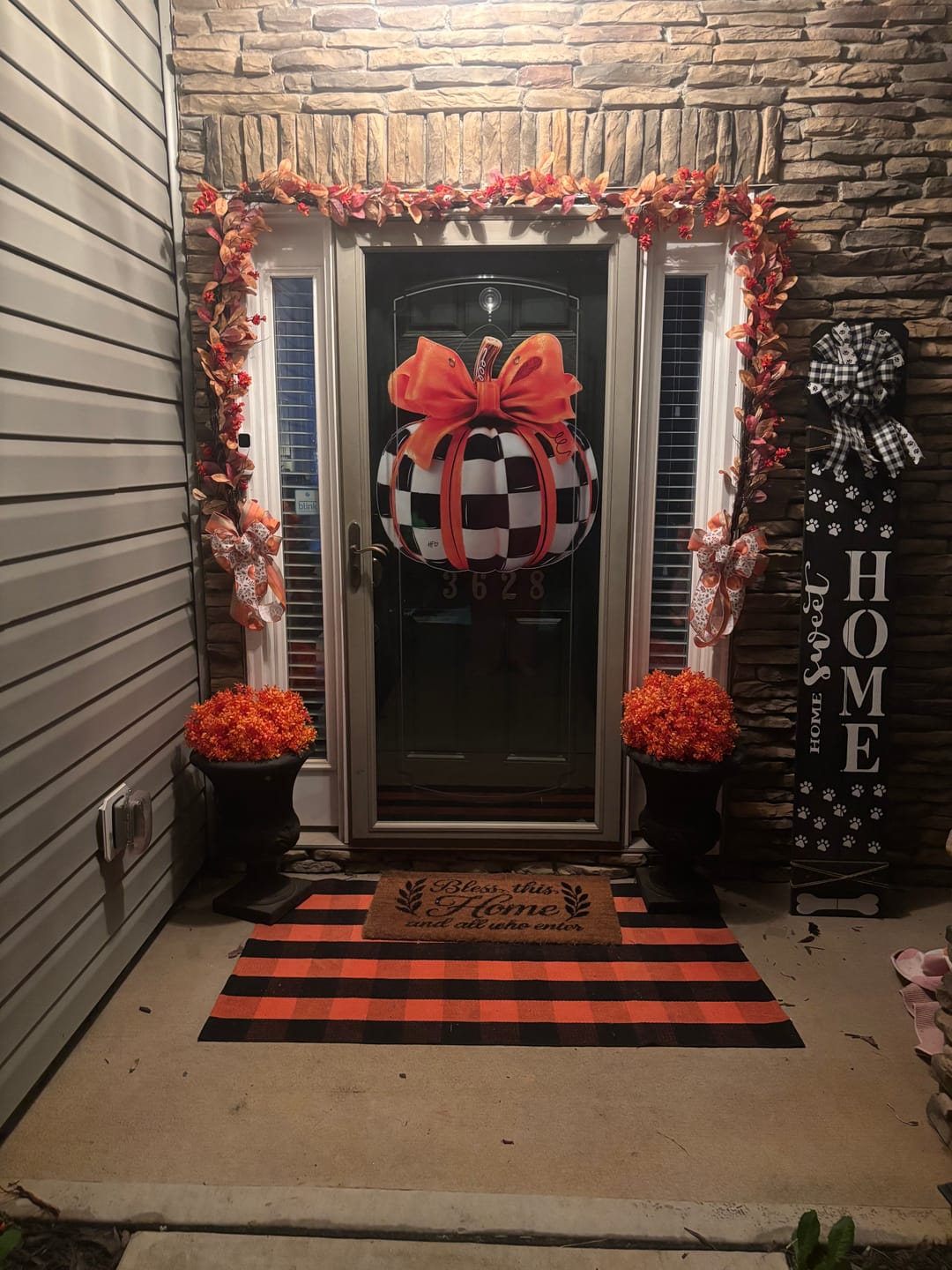 Customer photo review of Elegant Checkered Pumpkin Door Hanger