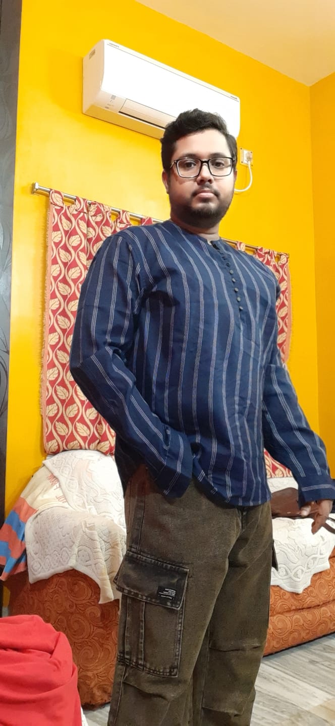 Customer photo review of Navy Striped Kurta Shirt