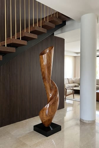 Customer photo review of Abstract Wood Sculpture With Tall Spiral Twist Form