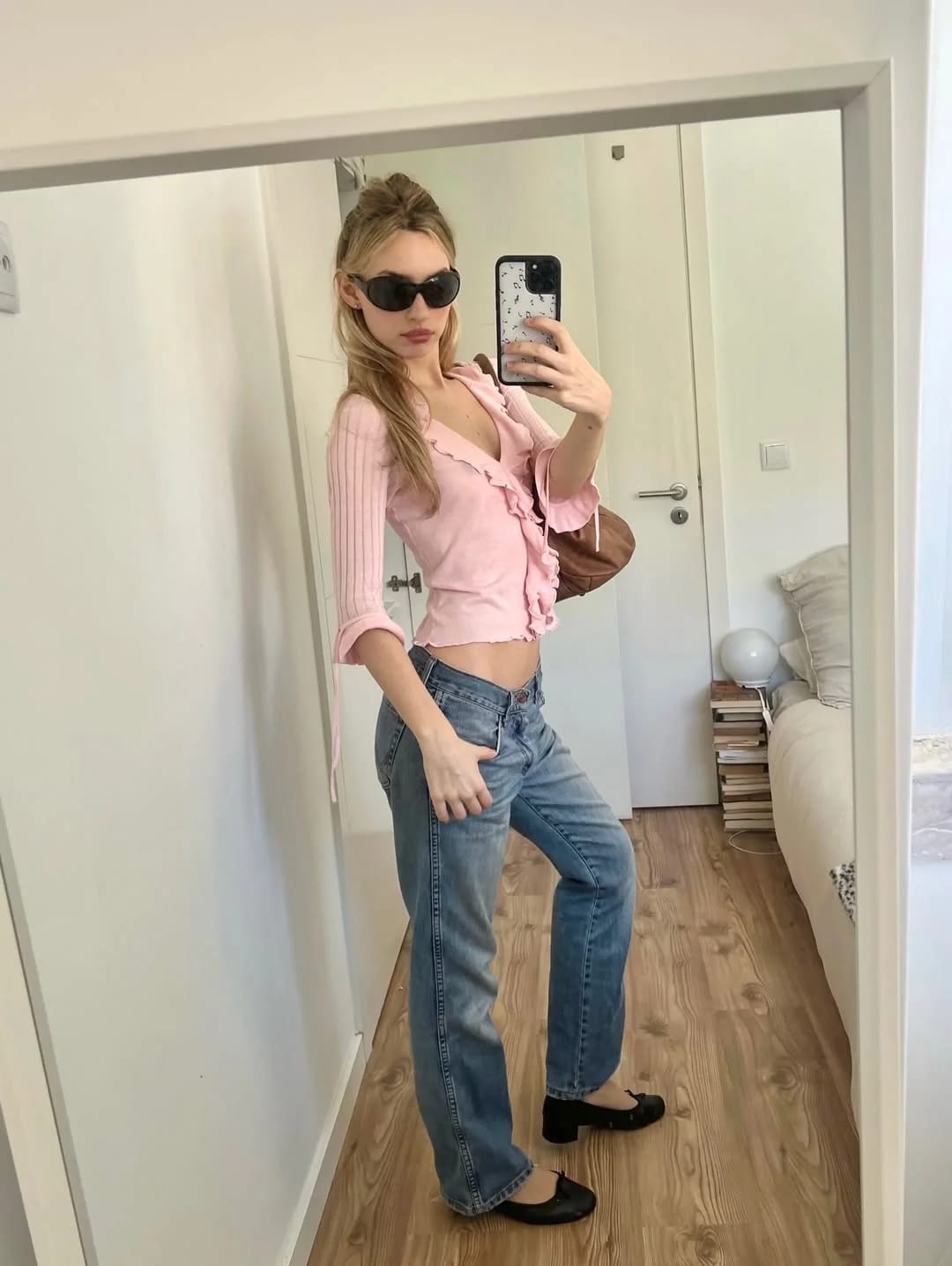 Customer photo review of Miriam Ruffled Lace-Up Cardigan Top