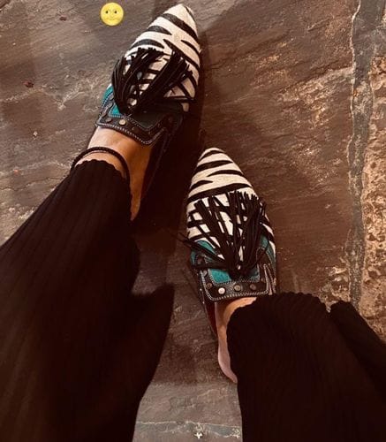 Customer photo review of Zebra Cone Mules Women