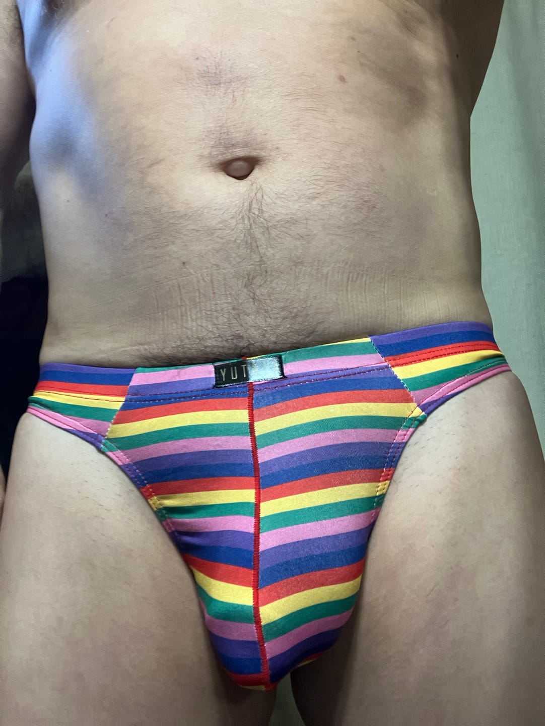 Customer photo review of 3 Pack Men's Low Rise Breathable Rainbow Sports Striped Thongs