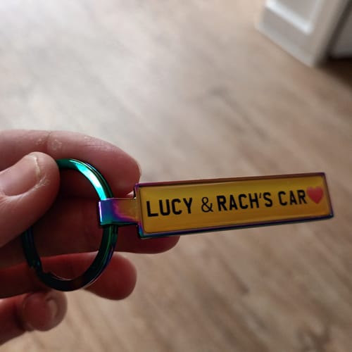 Customer photo review of Personalised Metal Number Plate Keyring - Premium Custom Car Gift