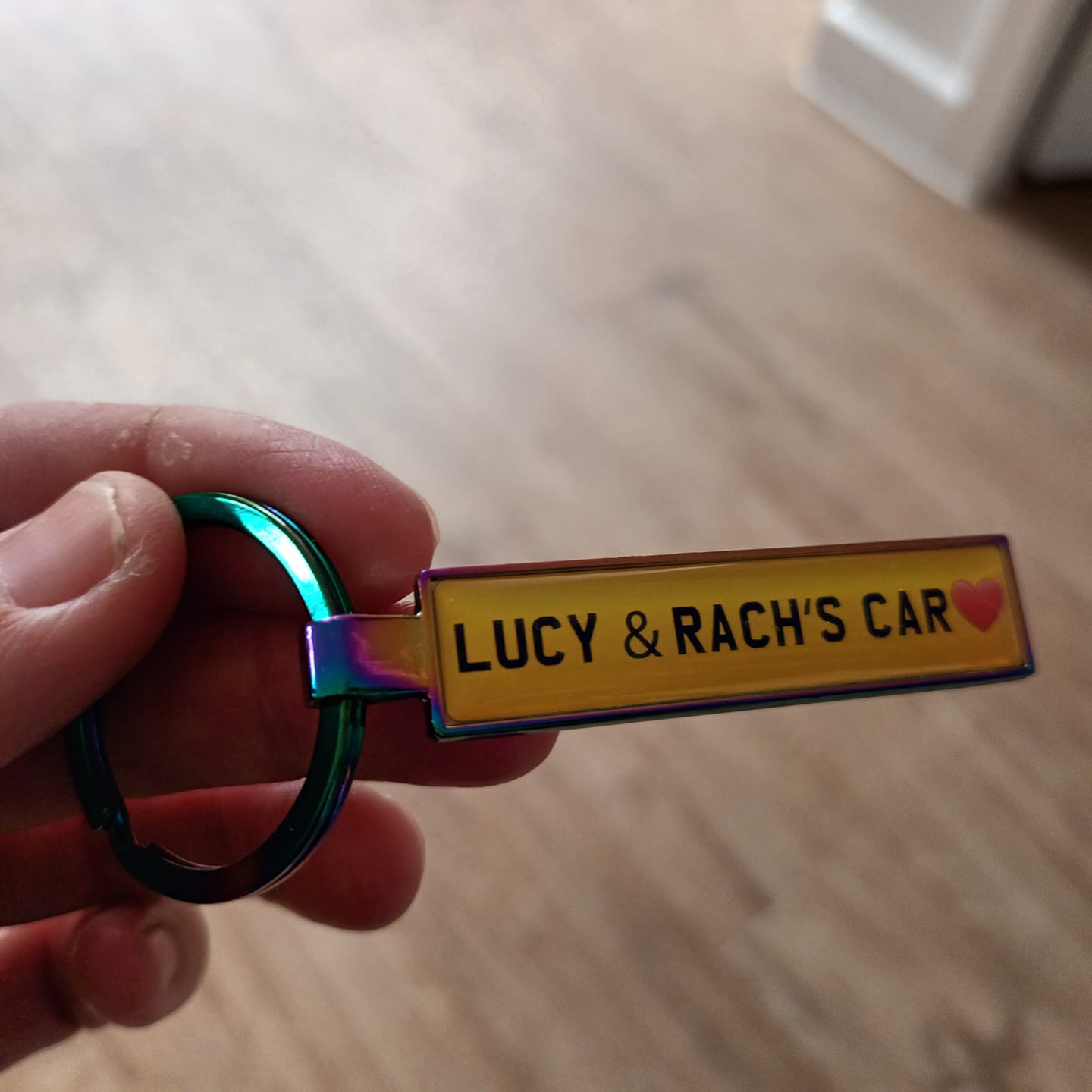 Customer photo review of Personalised Metal Number Plate Keyring - Premium Custom Car Gift