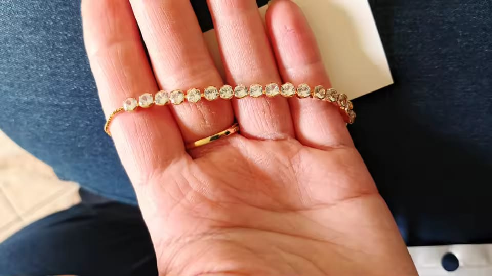 Customer photo review of Soren Curved Wave Rhinestone Adjustable Bangle