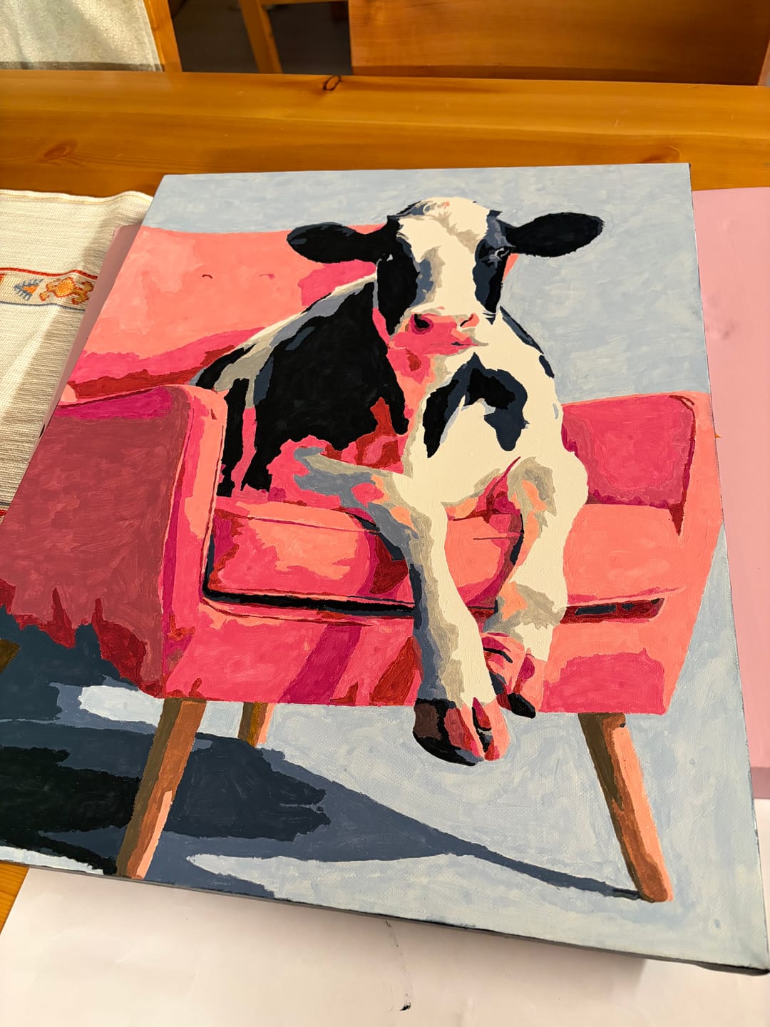Customer photo review of Cow on Couch | Paint by Number