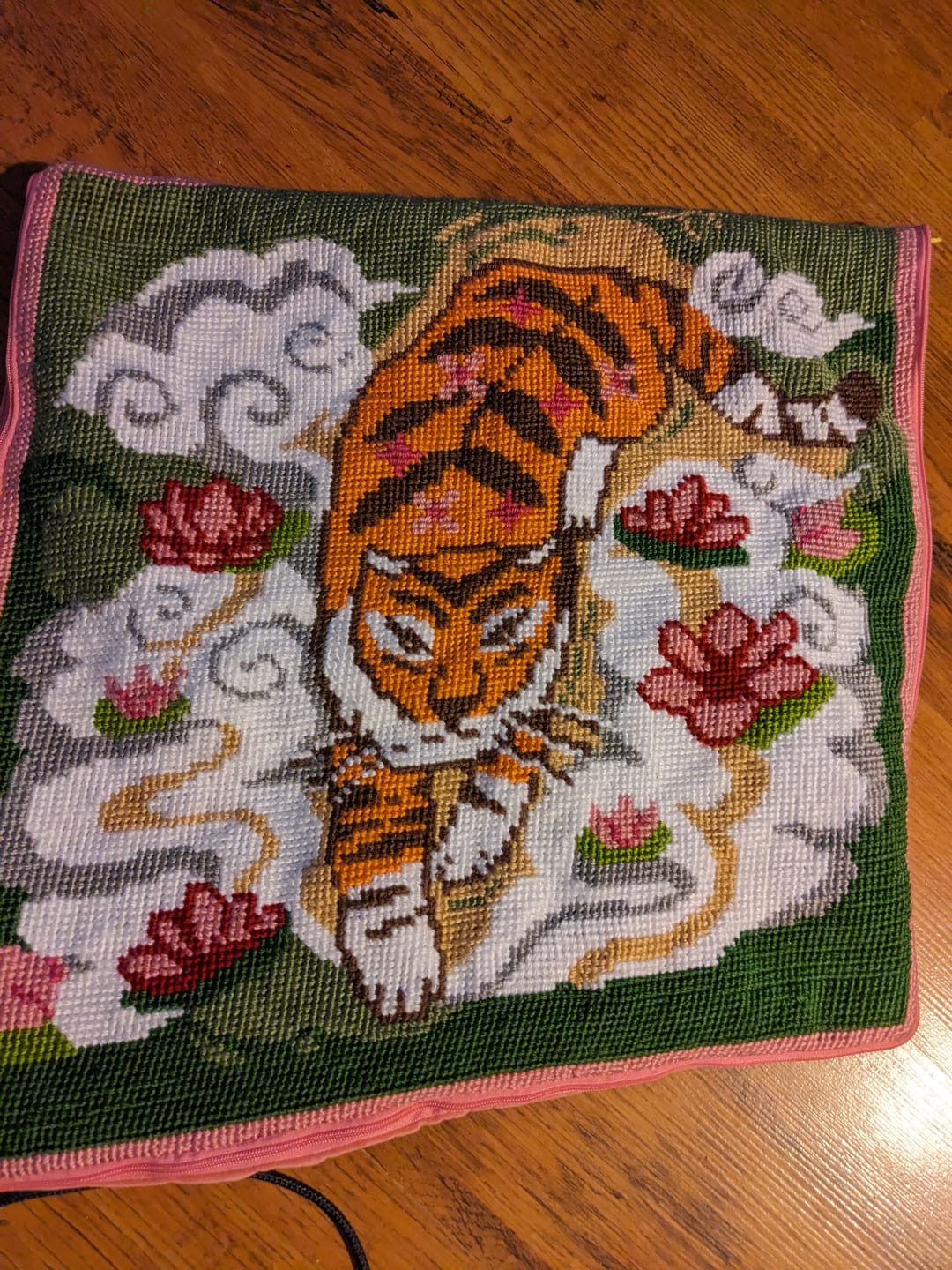 Customer photo review of GENTLE TIGER - Tapestry Needlepoint Cushion Kit