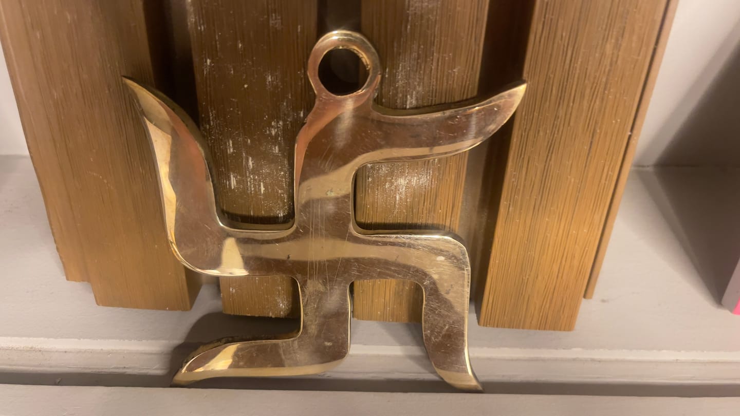 Customer photo review of Brass Swastik Wall Symbol | Vastu Remedy for Main Entrance & Auspicious Energy | 5 & 9 Inch