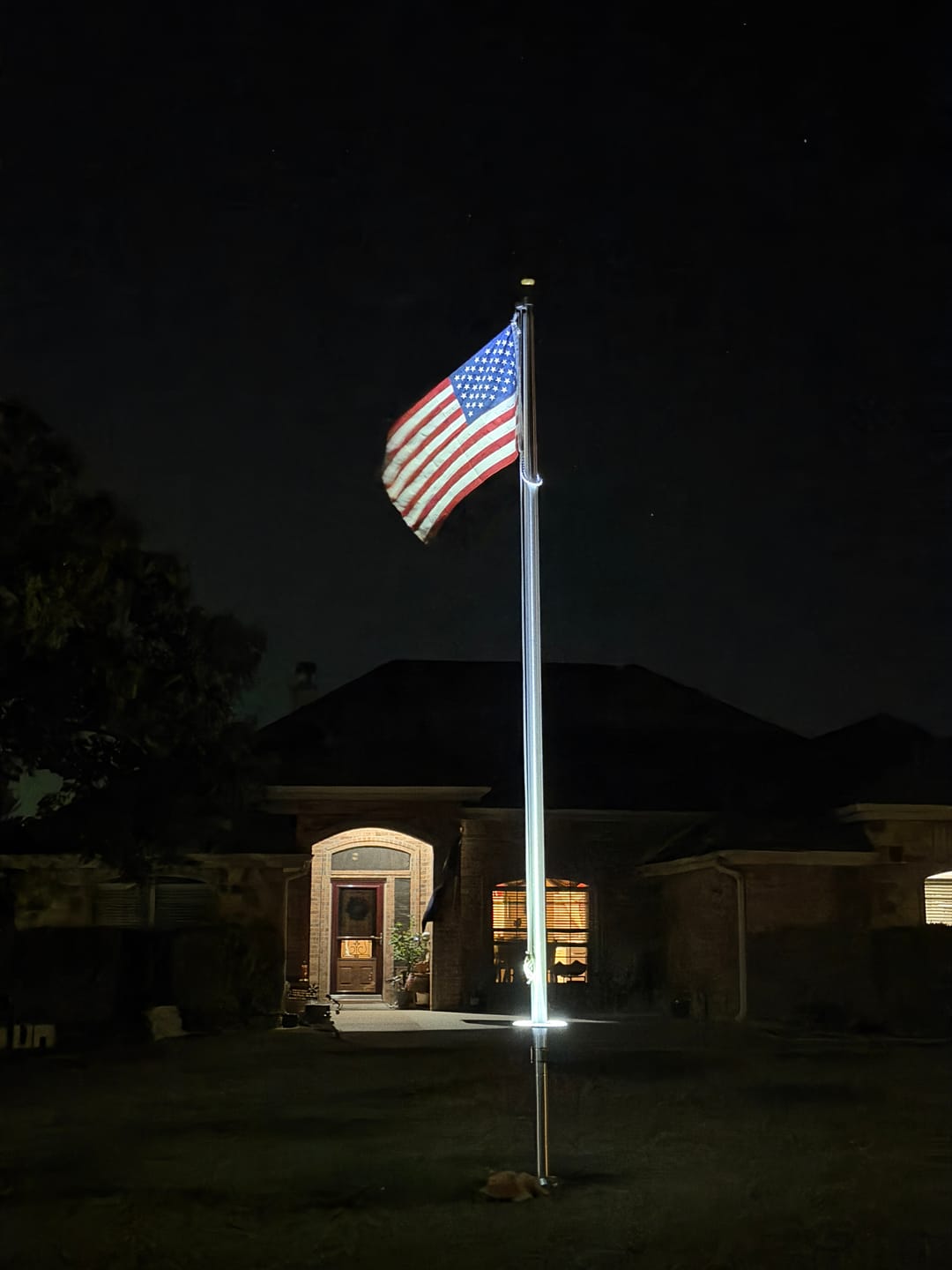 Customer photo review of 20 ft. Commercial Flagpole with External Rope Halyard Rated At 110 mph
