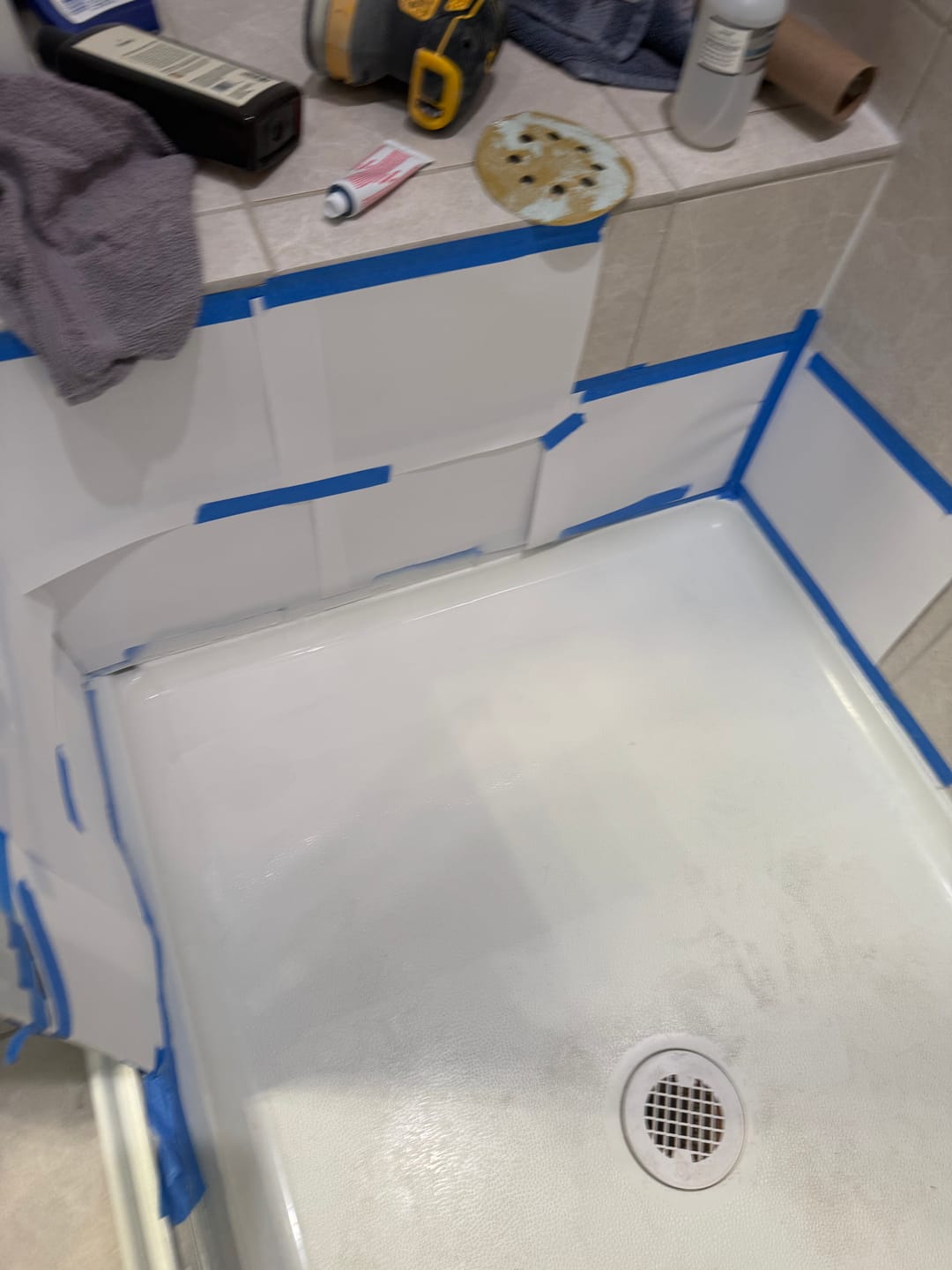 Customer photo review of Floor Crack Repair - Tub and Shower Repair Kit
