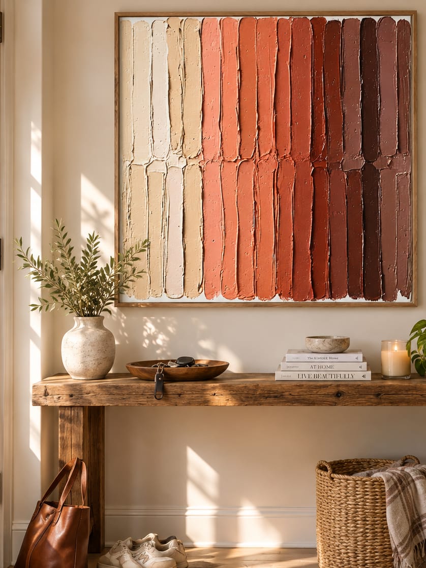 Customer photo review of Clay Rhythm-Terracotta Stripe Painting