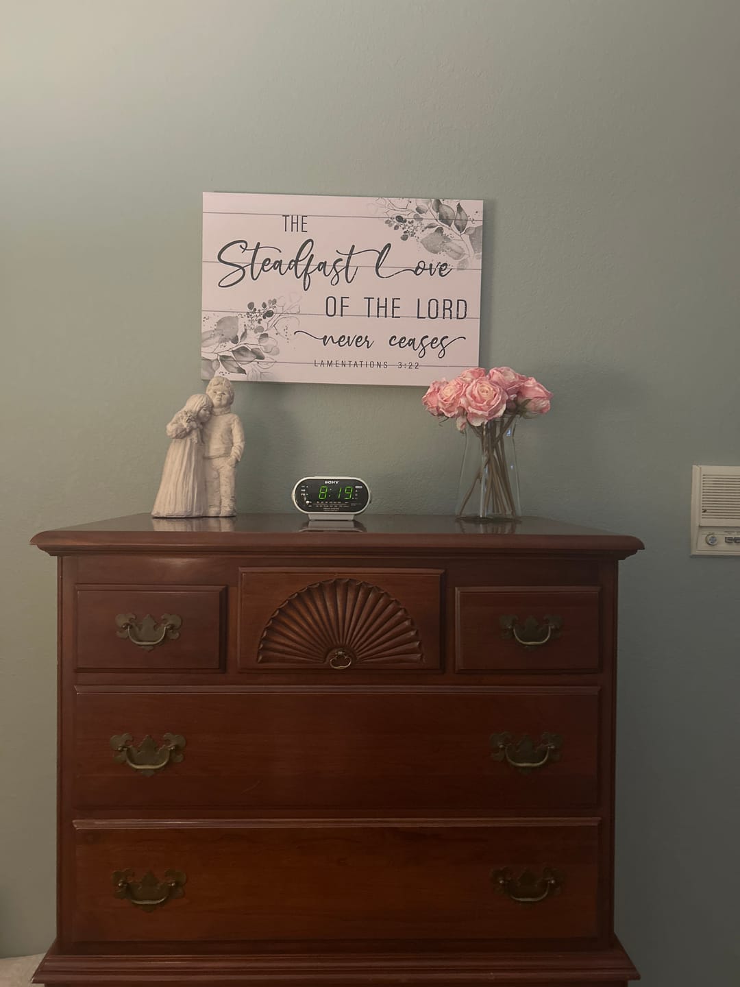 Customer photo review of Lamentations 3:22 The Steadfast Love Of The Lord Never Ceases Canvas Wall Art