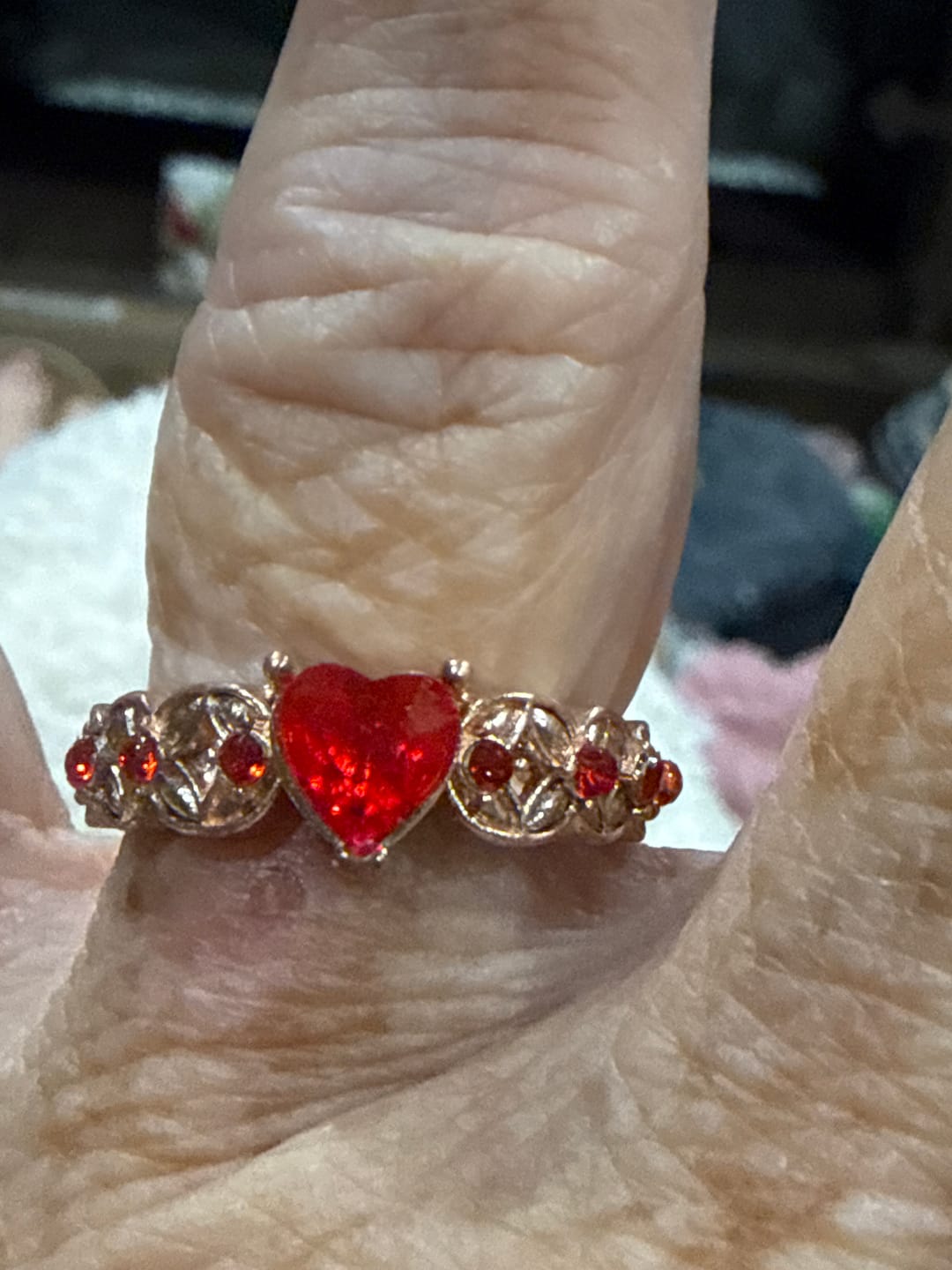 Customer photo review of FREE Today: Garnet Heart Zircon Ring