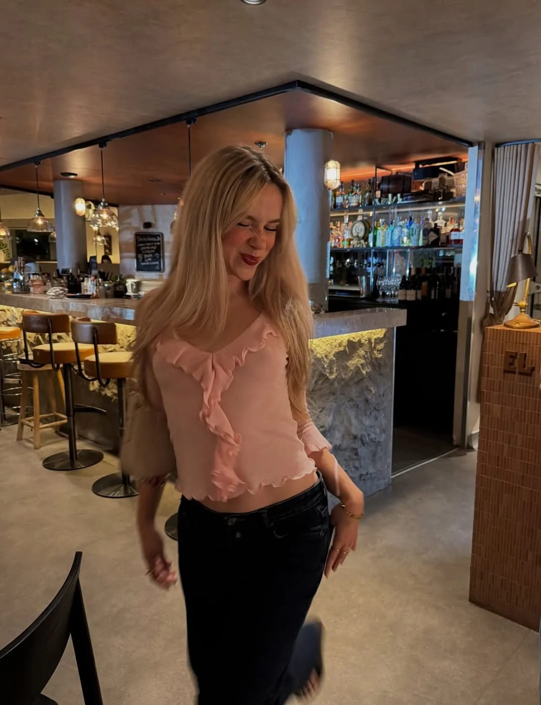 Customer photo review of Miriam Ruffled Lace-Up Cardigan Top