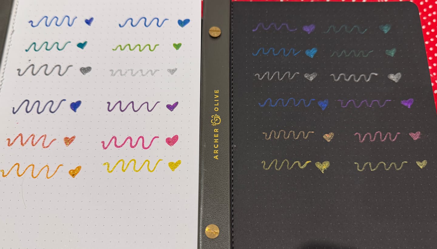 Customer photo review of Ohuhu Water-Based Glitter Metallic Marker Pens, 12 Shimmer Colors
