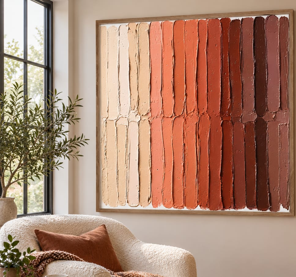 Customer photo review of Clay Rhythm-Terracotta Stripe Painting