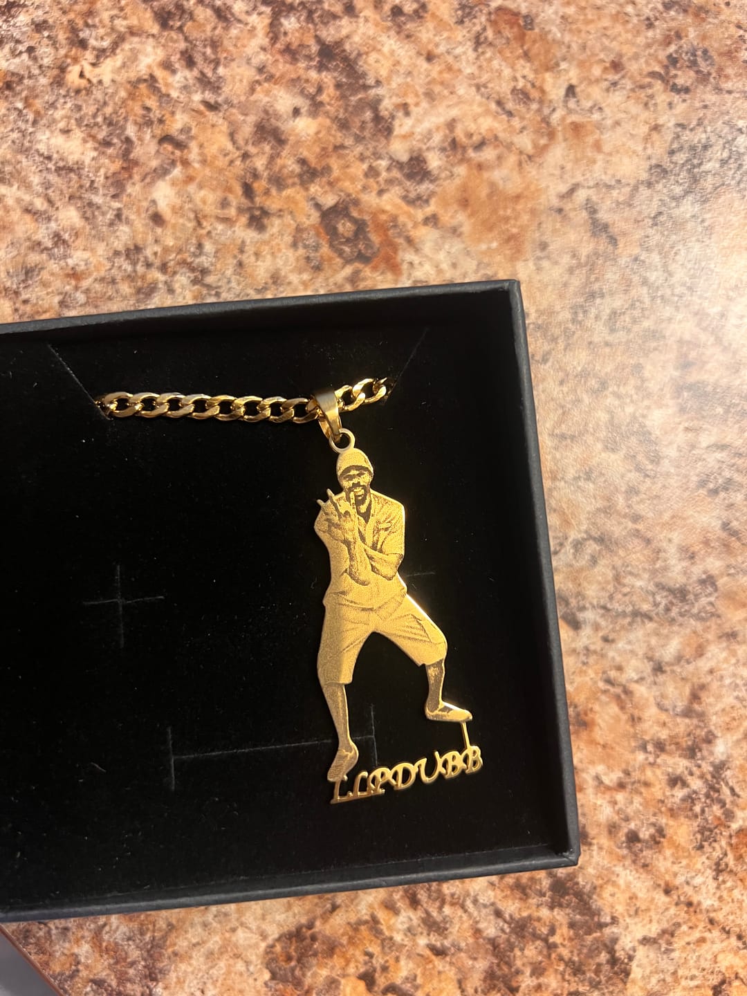 Customer photo review of Custom Photo Engraved Pendant Necklace