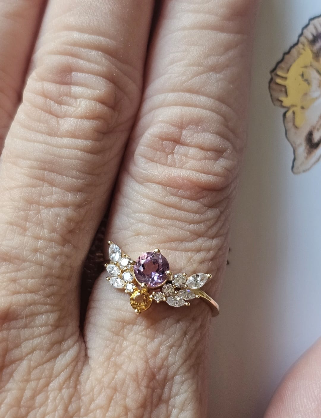 Customer photo review of Anello Ametista e Topazio | Argento 925 placcato oro 14k - NON REGOLABILE