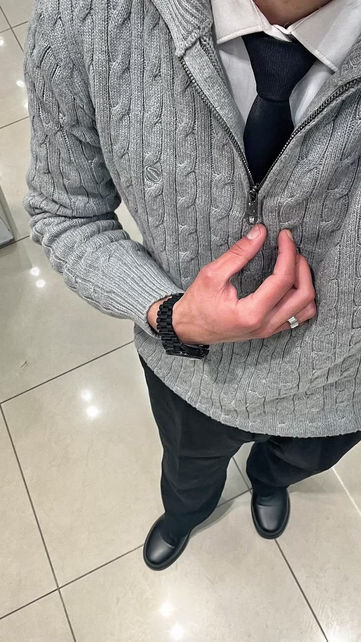 Customer photo review of York Quarter Zip Sweater