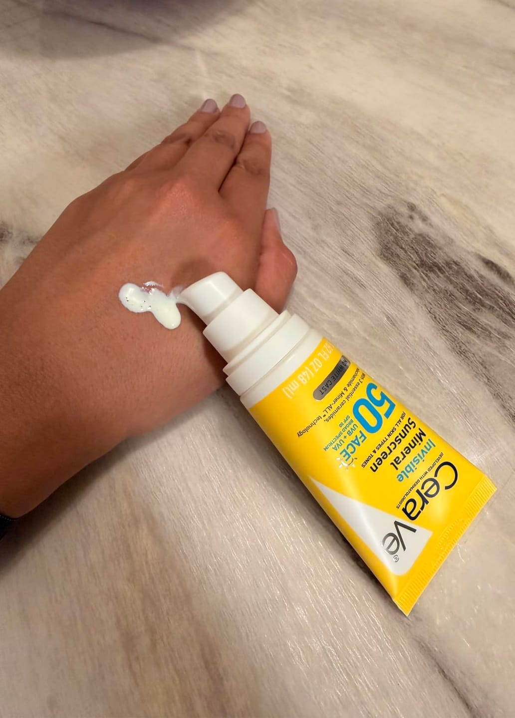 Customer photo review of CeraVe Invisible Mineral Sunscreen