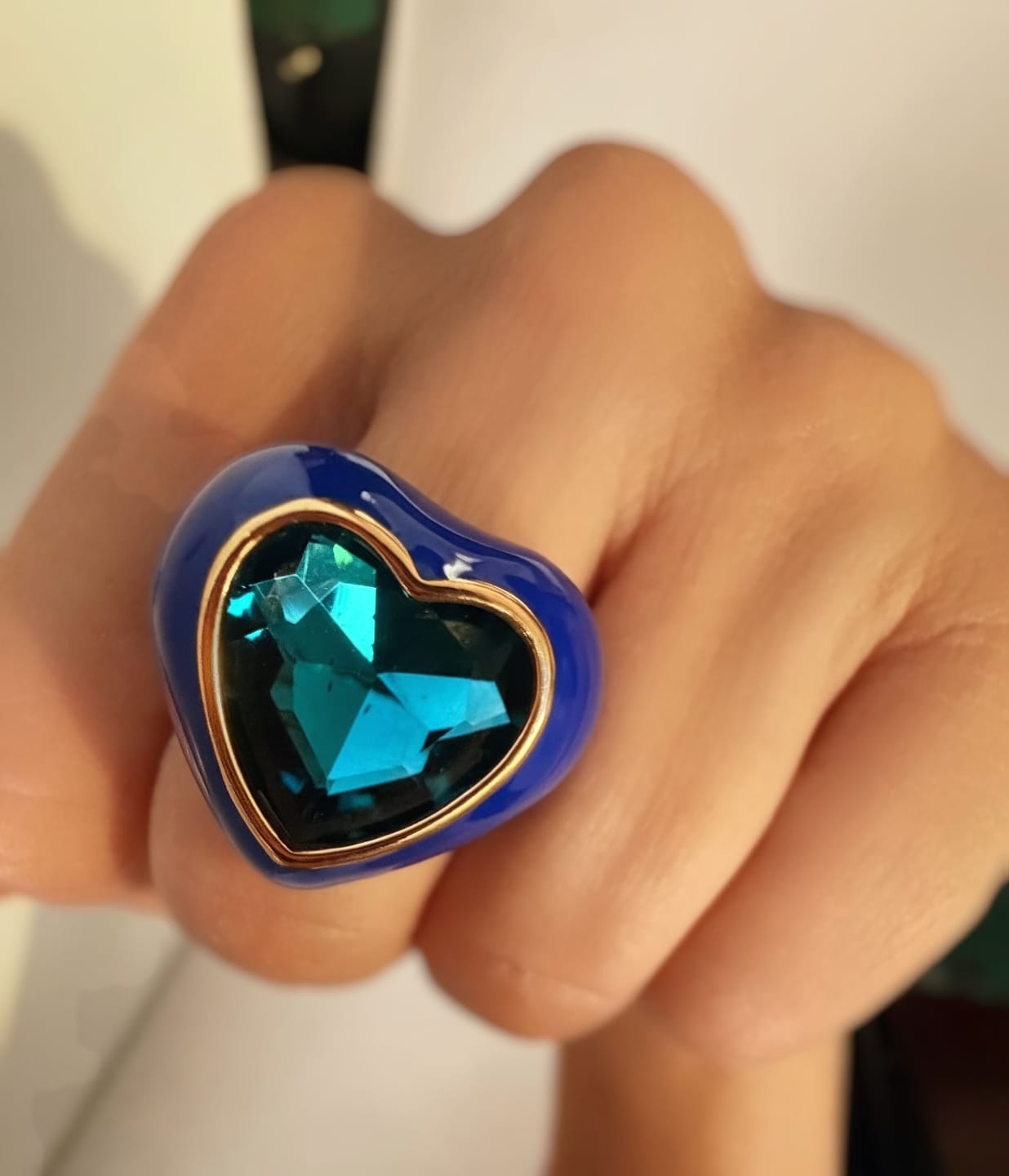 Customer photo review of Emanuel, Blue Bold Enamel Adjustable Cocktail Ring