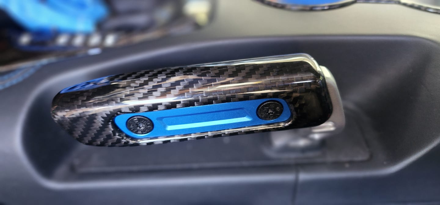 Customer photo review of Direct Replacement Carbon Fiber Handbrake Handle for 2024+ Ford Mustang