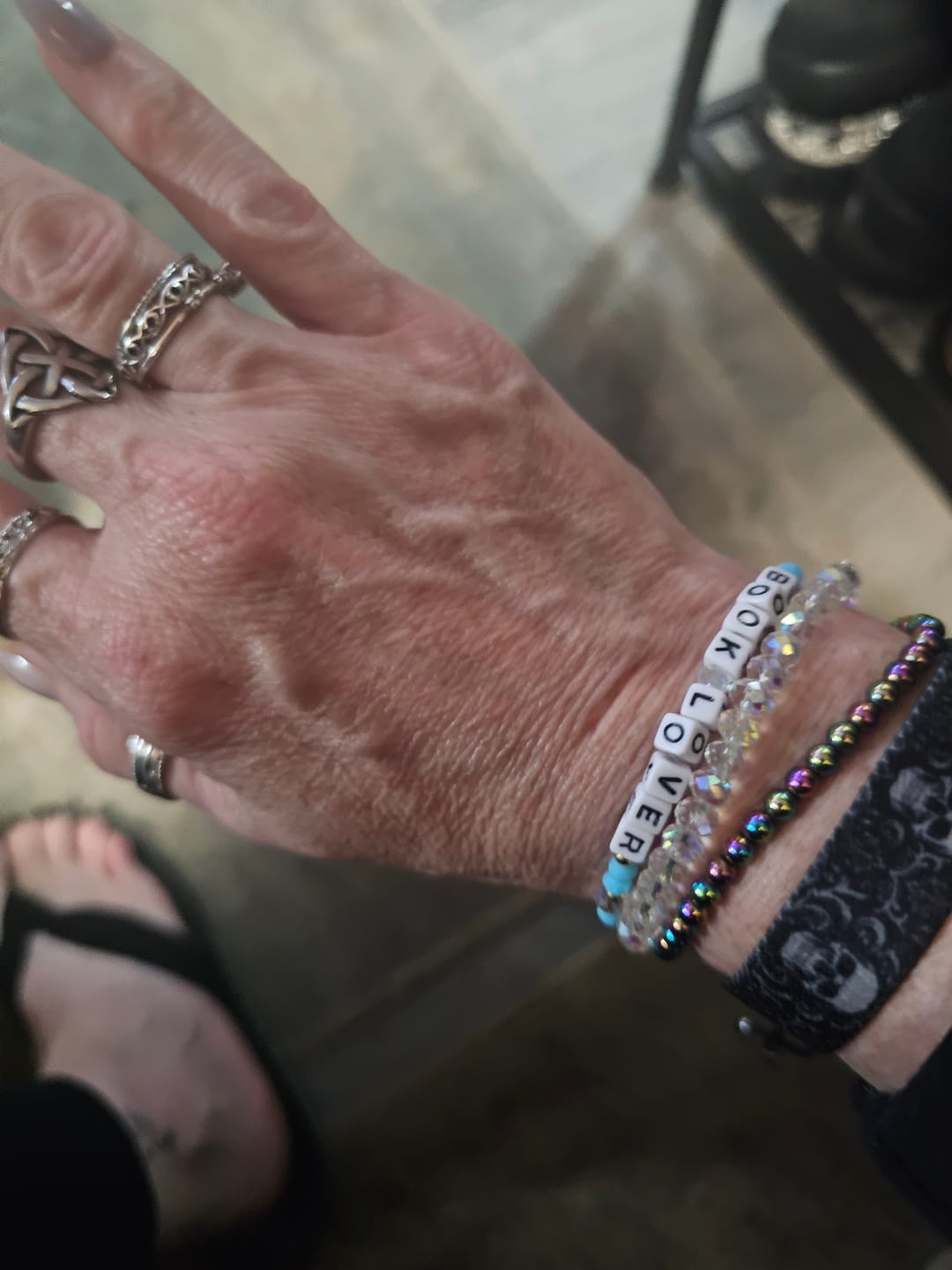 Customer photo review of book lover friendship bracelet