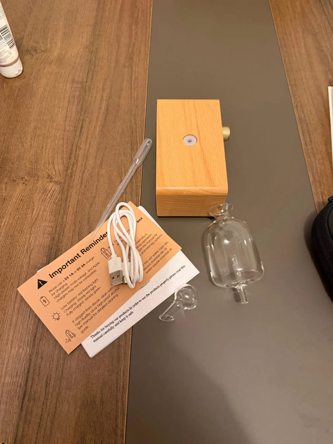 Customer photo review of Waterless Essential Oil Diffuser – Wood & Glass