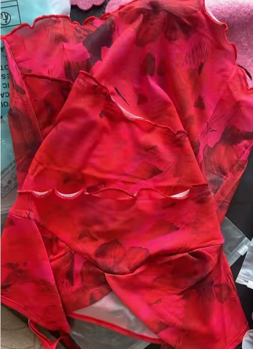Customer photo review of Willa Mesh Wrap Cami