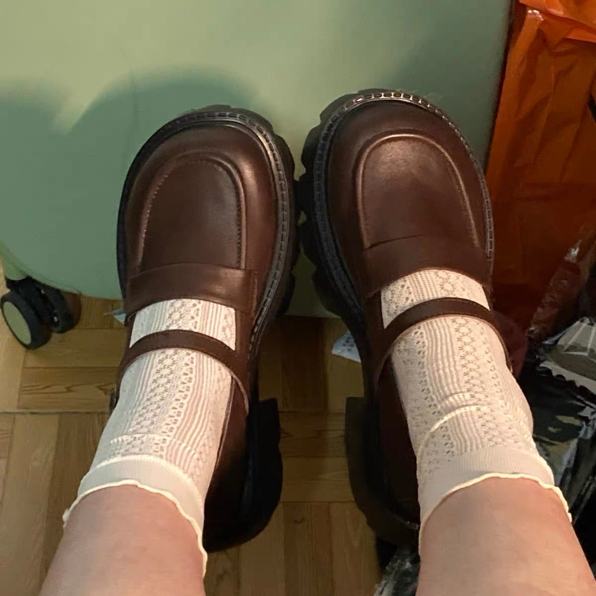 Customer photo review of Chunky Heels Wide Toe Box Mary Jane Shoes