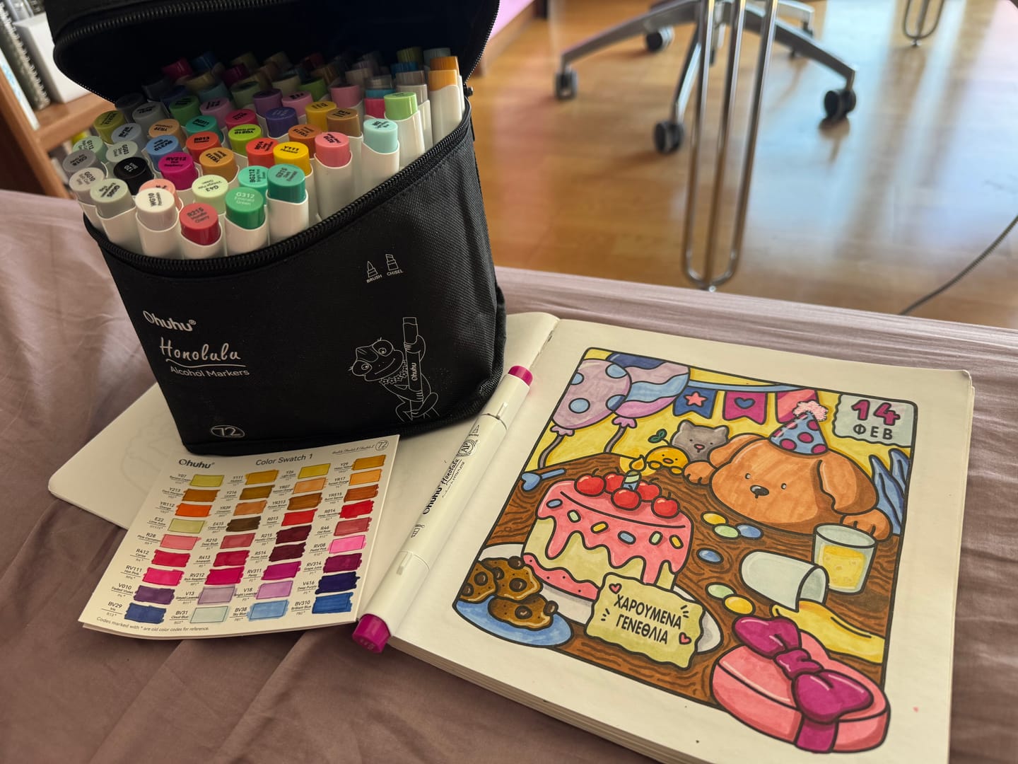 Customer photo review of Ohuhu Honolulu Brush Markers - Large Set