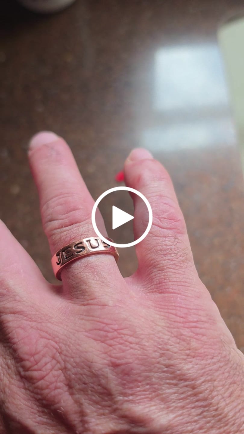 Customer video review of FREE Today: Classic Jesus Engraved Text Open Band Ring: Bearer of Calm Timeless Spiritual Peace