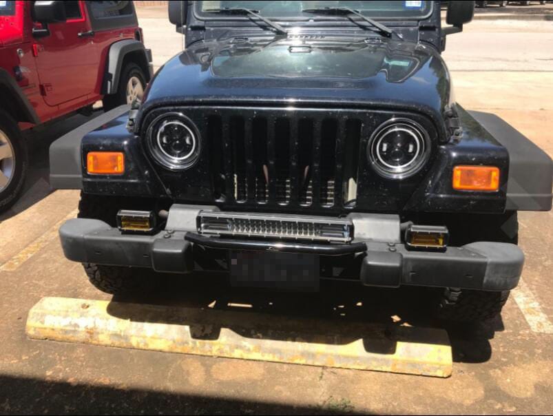 Customer photo review of LED Halo Headlights W/ DRL & Amber Turn Signals For 97-18 Jeep Wrangler TJ/ JK