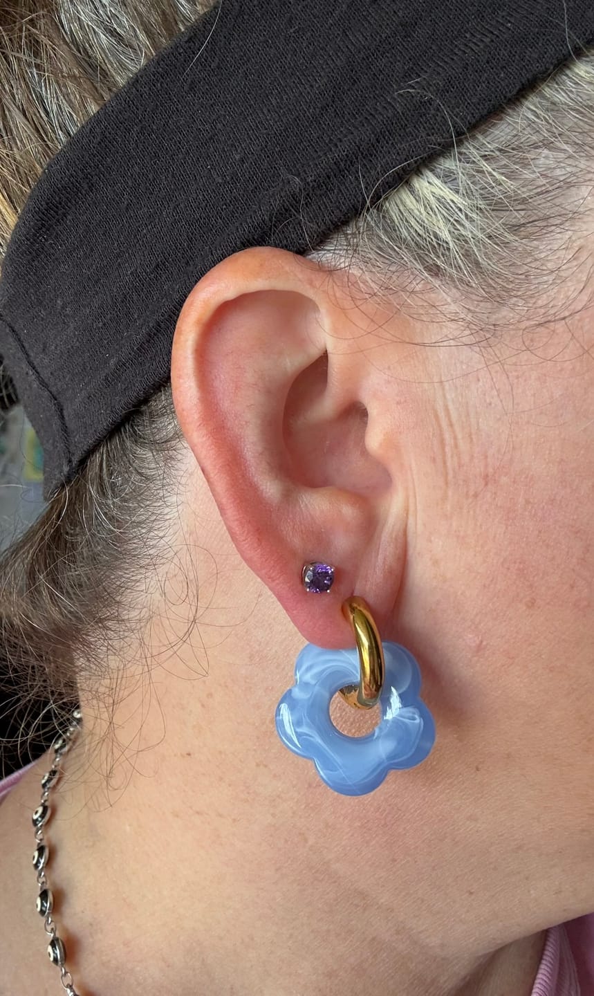 Customer photo review of Color Me Daisy Hoop Earrings || Choose Color