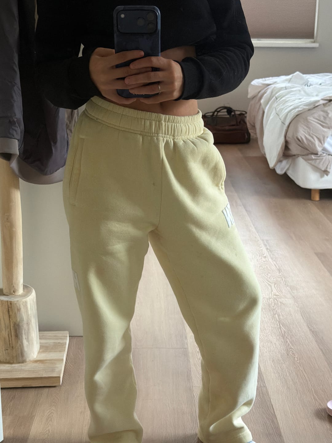Customer photo review of GATED COMMUNITY STRAIGHT LEG SWEATPANTS BUTTER YELLOW