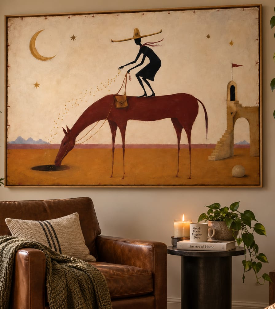 Customer photo review of Moon Dust Rider-Surreal Desert Horse Painting