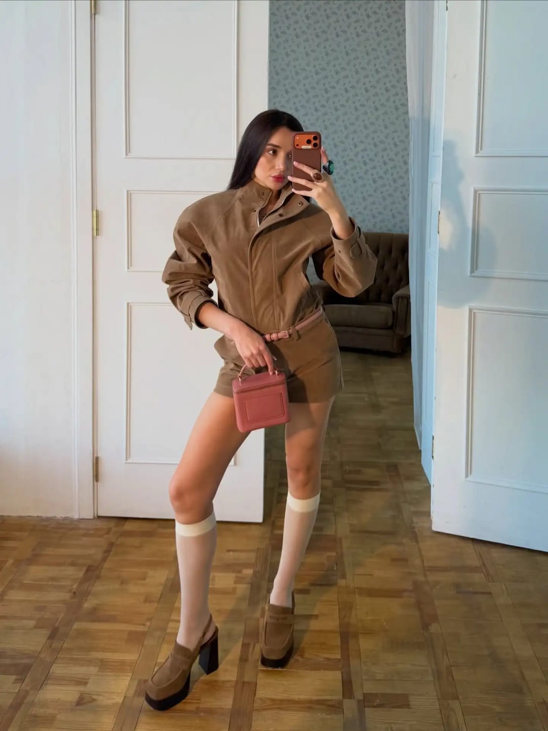 Customer photo review of Lara Suede Cropped Coat & Mini Skirt Set