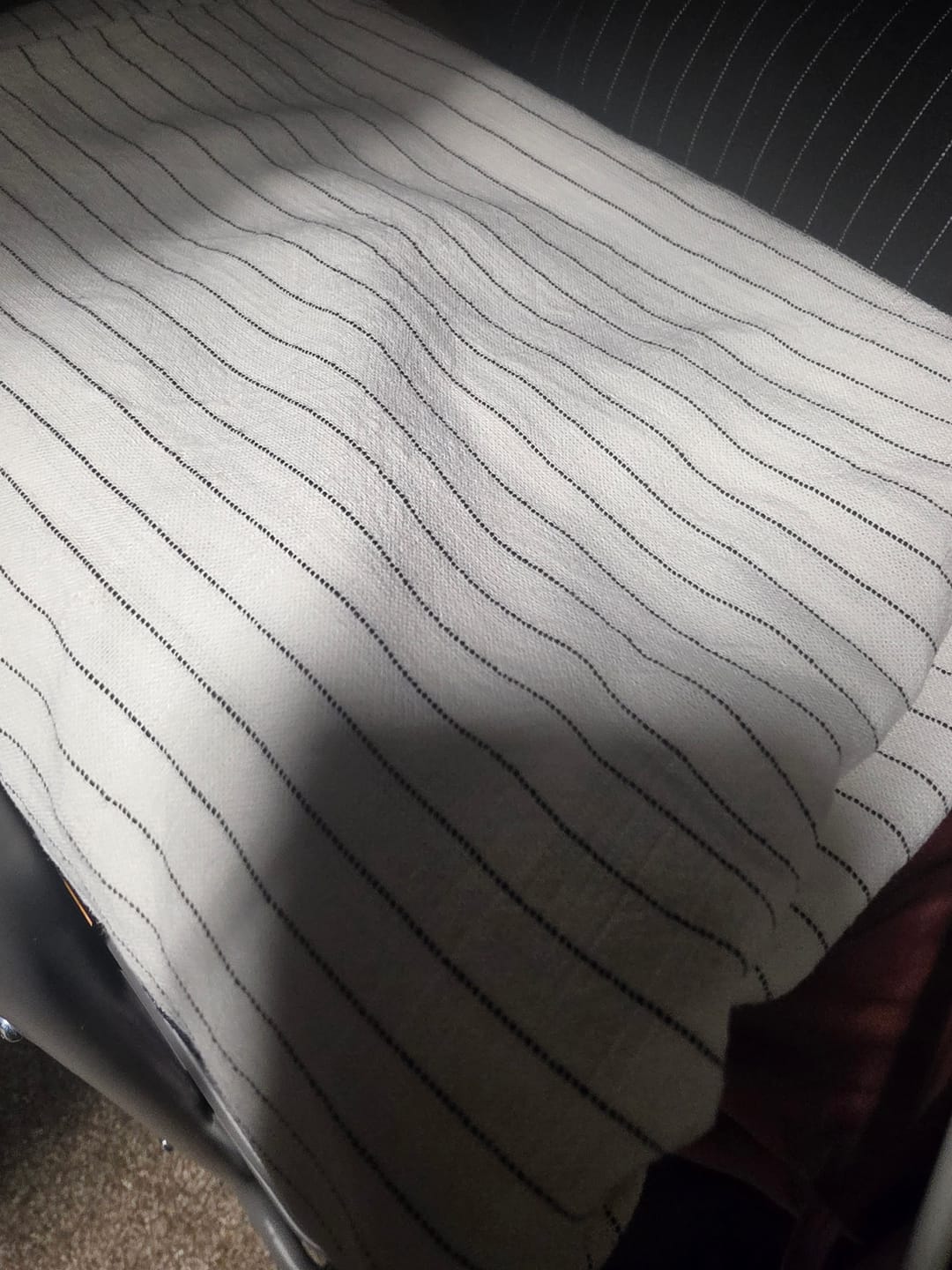 Customer photo review of White Resort Pinstripe Linen Blend