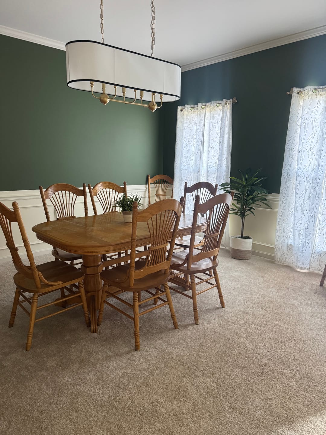 Customer photo review of Modern 8-Light Fabric Shade Oval Drum Linear Chandelier