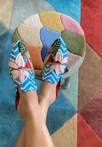 Customer photo review of The Benevolent Humming Bird Cone Mules Women